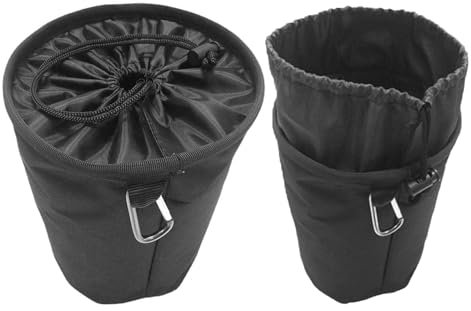Huipalon Black Peg Bag for Washing Line with Hanger 20×28Cm Waterproof Clothes Peg Bag with Drawstring & Carabiner Hold Up to 200 Pegs Bucket Trim Peg Bags 7.8×11 Inch