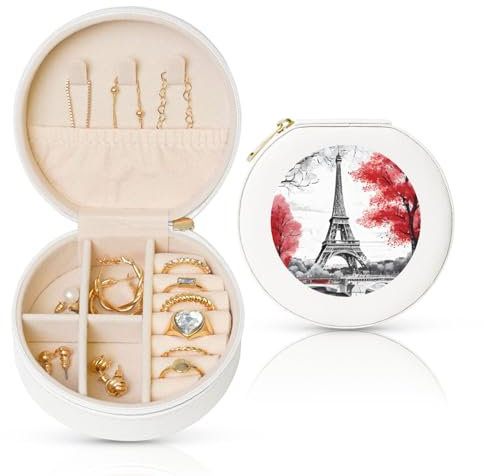 KDUBNJDS (Paris) Mini-Schmuckschatullen für Damen und Mädchen, Aufbewahrung für Ringe, Ohrringe, Halsketten, Armbänder, Reiseetui, erhältlich in drei Farben, Geschenk für Mutter und Frauen