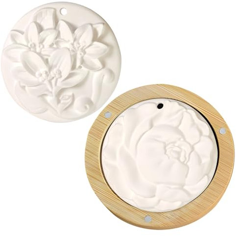 MINISOISO 2 Stück Duftstein für Ätherische Öle Diffuser mit 1 Hölzerner Diffuser für Aromatherapie in Schlafzimmer, Badezimmer, Büro und Auto, Reisen