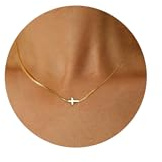 ESHIONER Kreuz Kette Damen Gold Kreuzkette Anhänger Halskette Layered Wasserfest Choker 18K Vergoldet Christlicher Schmuck Geschenke für Frauen Mädchen