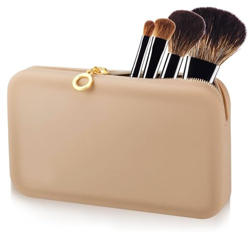 VZXZXE Silikon Make Up Pinsel Tasche Trave 20 x 12 x 3 cm Tragbarer Kosmetiktasche Pinselhalter Pinseltasche Make Up Tasche Klein Travel Organizer Reise Accessoires