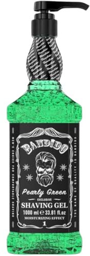 Shaving Gel für Männer Pearly Green Bandido 1000ml | Professionelles Rasiergel für Präzise Rasur | Für Glatte Haut und Intensive Feuchtigkeit | Rasurpflege für Empfindliche Haut