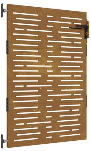 Zauntor für Staketenzaun, Gartenzaun Pforte Gartentor Metall Gartentür Gartenpforte Hoftor Flügeltor Einfahrtstor Gartentpforte, 85x125 cm Cortenstahl Quadratisches Design