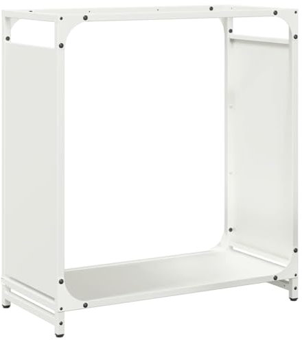 vidaXL firewood rack - white steel log holder indoor/outdoor 60x28x65 cm - stylish design, ample storage, durable construction