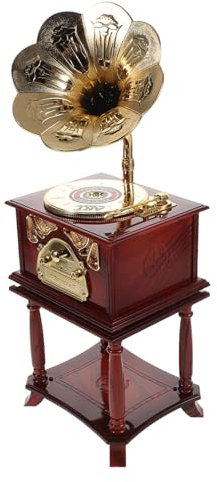 UPKOCH Carillon Grammofono in Stile Antico Fonografo in Miniatura Con Intagli Dettagliati Decorazioni Da Tavolo Carillon Vintage Per Amanti Della Musica