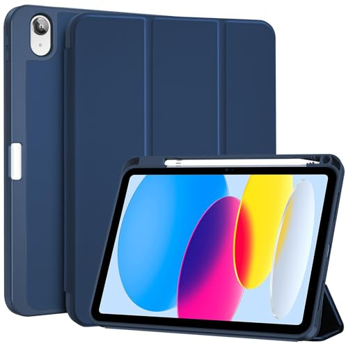 ProCase Hülle für iPad (A16) 11 Generation 2025 | iPad 10 Generation 10,9 2022 Schutzhülle mit Stifthalter Stoßfeste Smart Case Cover Auto Schlafen/Wachen -Dunkelblau Matt