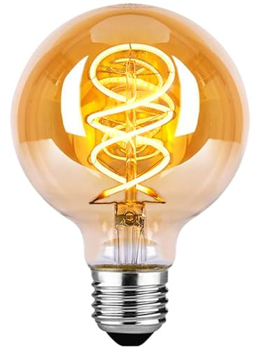 DUTSUGUAR Edison Vintage Glühbirne E27, E27 LED Vintage Dimmbar 4W G80 Glühbirne LED Warmweiss Ideal für Dekorative Nostalgie und Retro Beleuchtung, Bernstein- 1 Stück