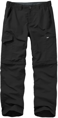 Mens Hiking Pants Convertible boy Scout Quick Dry Lightweight Zip Off Outdoor Fishing Travel Safari Pants,6226,Black,34