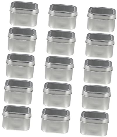 YOSADIER 15pezzi Barattoli Metallo Con Coperchio Trasparente Per Candele Fai Da Te Contenitori Quadrati Riutilizzabili Per e Conservazione Di Piccoli Oggetti