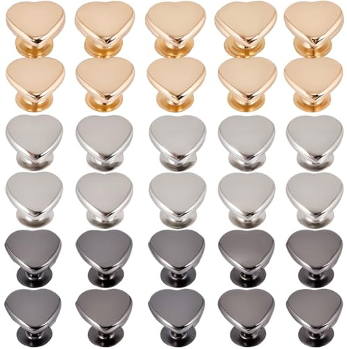 GORGECRAFT 120pz 3 Colori Cuore Rivetti Metallo Borchie A Vite 10mm Ferro Piccolo Rivetto Perlina Vite su Rivetto Borchia per Borse in Pelle Cintura Vestiti Scarpe Forniture Artigianato Creazione