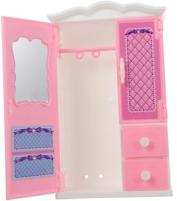 Puppenkleiderschrank aus Kunststoff, Robustes Puppenmöbel für Kinder | Rosa, Formstabil und Widerstandsfähig, Passend als Kleiner Puppen Garderobe im Spielzimmer Zufällige Farbe