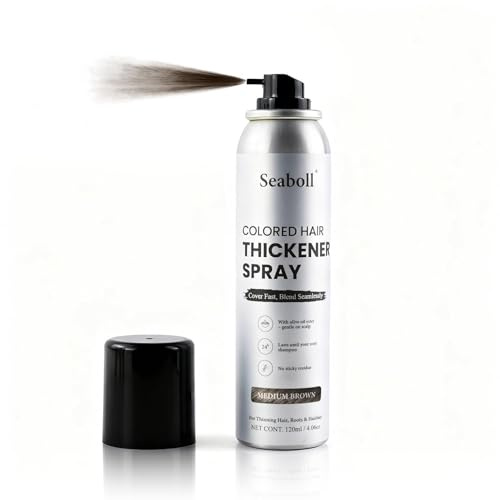Seaboll Root Touch Up Hair Color Spray–4oz, Sweat-Resistant & Natural, Instant Gray Hair Cover Up, Temporary Root Concealer Hair Filler Dye Spray for Hairline, Scalp&Thinning– Medium Brown–Women & Men