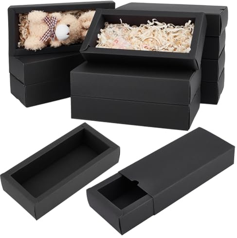 BENECREAT 36 Packs Kraft Paper Drawer Boxes, 6.7x3x1.4 Inch Black Crafts Cardboard Present Boxes for Wedding Party Gifts, Jewellery Packaging