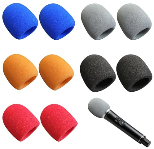 10 Stück Popschutz Mikrofon,Mikrofon Windschutz,Mikrofon Schaumstoff,Antibakterieller Schaumstoffabdeckung,Staubdichtes Mikrofonschutz für KTV,Familienfeier Outdoor,Aktivitäten und Bühnenperformances