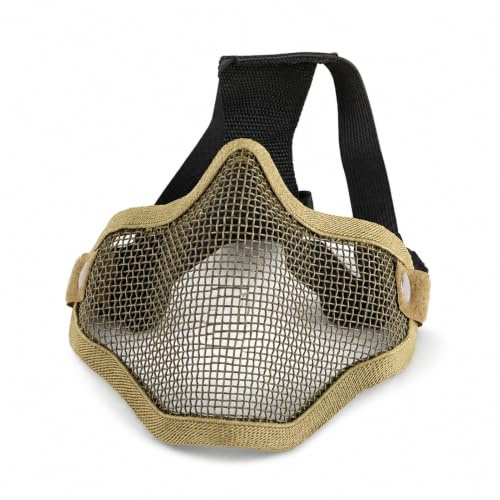 CHEOTIME Masque en Maille Airsoft Pliable, Demi-Protection en Maille d'acier, Masque de Protection Tactique Confortable et réglable pour Le Bas du Visage avec Protection des