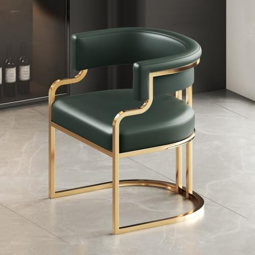 Moderner grüner Ledersessel - Gepolsterter Sessel für Wohnzimmer & Esszimmer - Stilvoller Gästesessel mit Metallbeinen - Perfekter Empfang Einzelsofa Stuhl