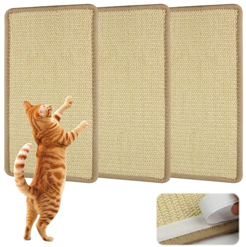 3 Stück Kratzbretter Katze Sisal 40 x 20 cm Kratzmatte Katze Wand