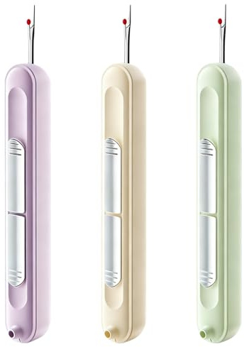 2 in 1 Needle Threader Seam Ripper, 3PCS Automatic Needle Threader Quick Thread Remover Tools Stretchable Seam Rippers for Hand Sewing Knitting Embroidery DIY Craft Quilting Supplies Cross Stitch