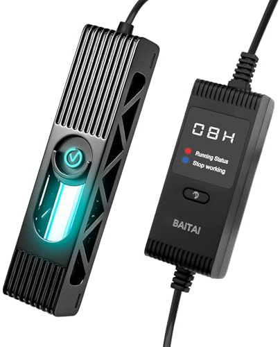 BAITAI 3W Aquarium UV Licht mit Timer,tauchfähig | Für 16-94 L Aquarien,0-24H Timer,Speicherfunktion und abgeschirmtes UV-Gehäuse