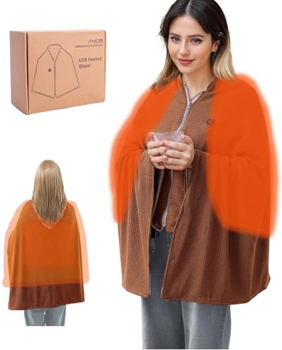 Cordless Heated Blanket Battery Operated, Portable Wireless Electric Heating Warming Shawl Wrap Blanket for Indoor Outdoor, Machine Washable Wearable USB Heated Throw Blanket for Women Men