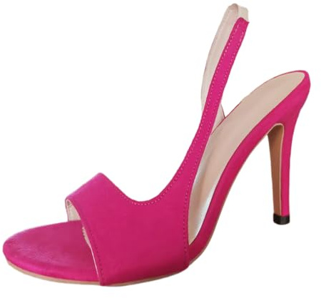 Sandali Con Tacco Donna Sandali Donna Tacco Alto Scarpe Decollete Numeri Piccoli Fucsia Tacchi Comodi Pianta Larga Sandalo Estivo Elegante Eleganti Décolleté Nero Slingback Alti Argento 36 Col Colpo