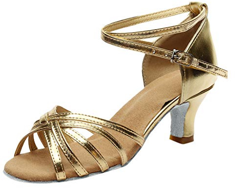 Cocila Sandalias Romanas Con Cordones Y Tacón Alto Punta Abierta Latinas Sandals Latinos Ballroom Fashion Dance Shoes Prom Femeninas Zapatos La Playa Mujer (Gold, 37) Tacon Dorada Plataforma