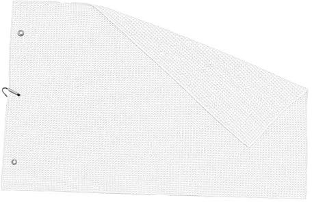 FytStycale Golf Handtuch Mikrofaser Sporthandtuch Fitnesshandtuch Reinigungstuch mit Karabiner in Waffelmuster für Schnelles Reinigen für Herren Damen Outdoor Wa, Weiß