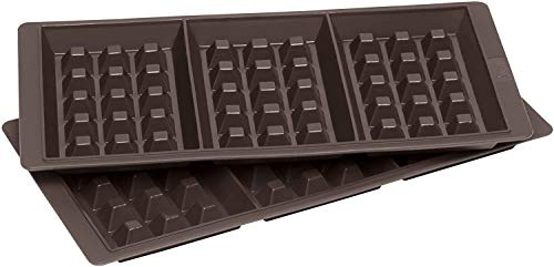 Lurch 85084 FlexiForm Waffel/Backform aus 100% BPA-freiem Platin Silikon (3 Fach, 2er Set), Braun