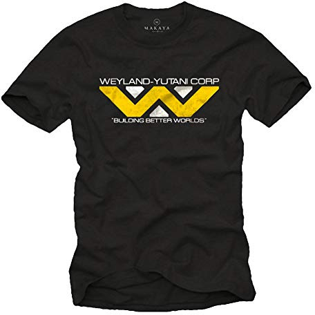 MAKAYA Herr T-Shirt Alien Motiv Kortärmad - Weyland Yutani Corp Predator - Svart Barn/Pojkar/Mäns Storlekar XXXL