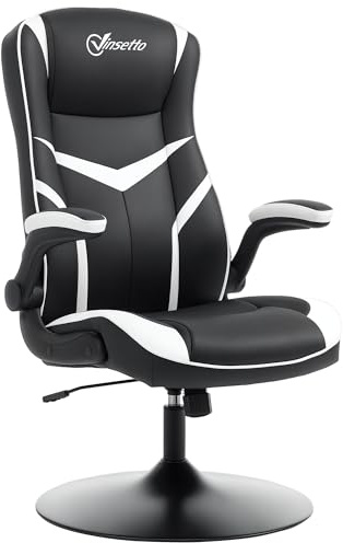 Vinsetto Gaming Chair Ergonomic Computer Chair with Adjustable Height Pedestal Base, Home Office Desk Chair PVC Leather Exclusive Swivel Chair Black