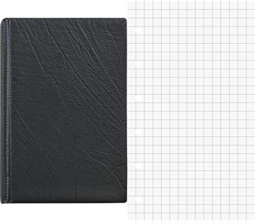 Brunnen 106501090 Ringbuch (A7, 6 Ringe, Kunststoff-Einband, inkl. 50 Blatt (liniert), A-Z Register) schwarz & 106600201 Ringbucheinlagen (7,4 x 12,8 cm, kariert, 50 Blatt, 70 g/m²)