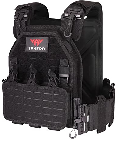 vAv YAKEDA Taktische Weste für Männer Militär 1000D Nylon Schnellverschluss Laserschneidende modulare Weste Multicam Leichte Weste (Black)