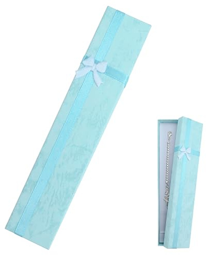 Rectangle Gift Box - Long Chain & Necklace Display Case - Bracelet & Pendants Gift Box - Small Jewellery Storage Box - Blue