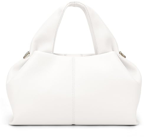 ACUYE Borsa Tote in Pelle da Donna, Borsa a Tracolla Y2K Hobo con Tracolla Regolabile in Ecopelle, Autunnale, 01-Bianco, 32cm