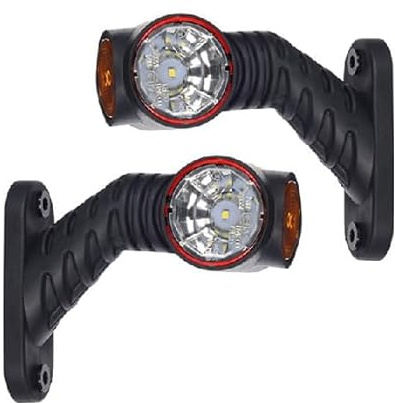 HORPOL 2 x LED Gummibegrenzungsleuchte, 12V, 24V, mit E-Prüfzeichen, Positionsleuchte für LKW, LKW, PKW, weiße, rote, orangefarbene Lampe