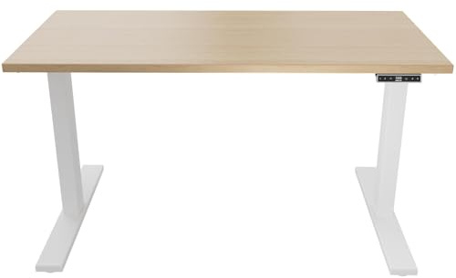 Höhenverstellbarer Schreibtisch E-WonderTech, EWT1606018, Platte 018 Kendal Eiche, Gestell 396 weiß, H 630-1280 x B 1600 x T 600