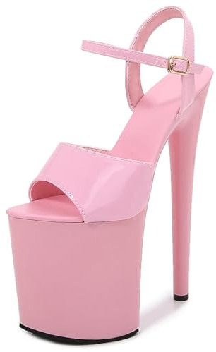 LIUGUISUOCHBH Women's Ankle-Strap Platform Sandal Stiletto High Heels-8 inch Heels Pole Dancing Stripper Clubwear Halloween Party Shoes