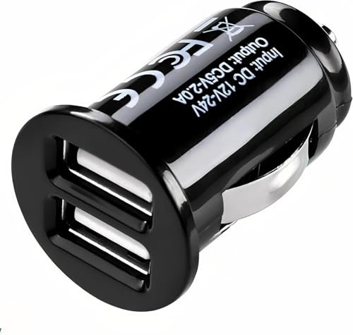 Fast USB Car Charger Dual Port Car Adapter 12V/24V Cigarette Lighter Socket Charging Plug Compatible with i-Phone, Samsung and Android phones (Pack of 1)