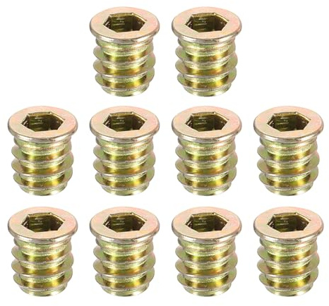 sourcing map Holzmöbel M6 x 13 mm Gewindeeinsatzmuttern, Schnittstelle, Innensechskantantrieb, 40 Stück