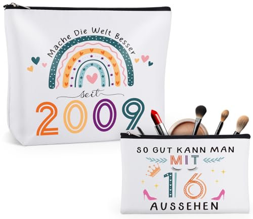 Giftota 2025 Originelle Geschenke für 16-jährige Mädchen, 2 Wasserdichte Kulturbeutel, Kosmetiktasche, Sweet 16 Geburtstag Make-Up-Tasche