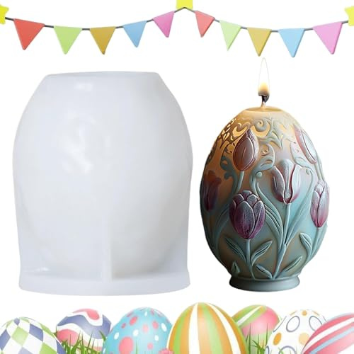Easter Egg Candle Mould | Reusable Silicone Candle Mold for Easter - Resin Casting Mold Beginners-Friendly Molding Art Easy Release for Cake, Mousse