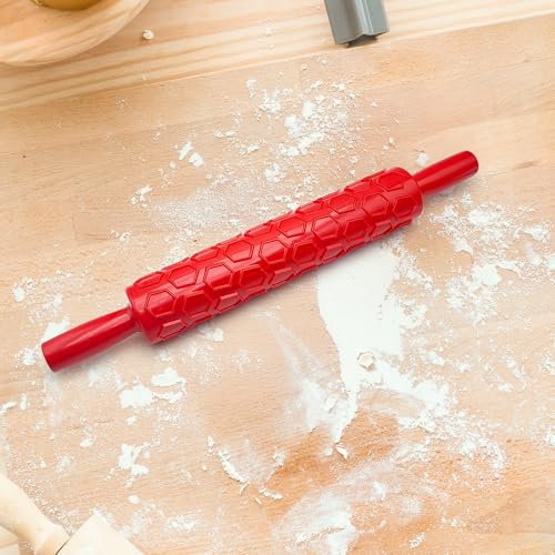 Präglad kavel – graverad rulle för dekorationer – perfekt för kex, sockerpasta, fondant och lera – Non-stick-verktyg för kakor och konstmodellering (jagoni)