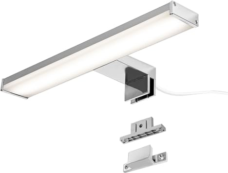 Alpinaluz LED-Spiegelleuchte Chrom – 4000K Neutralweiß – IP44 – Gehäuse aus Aluminium und Halterungen aus Polycarbonat – Montage an Spiegel, Wand oder Möbel (30cm 8W)