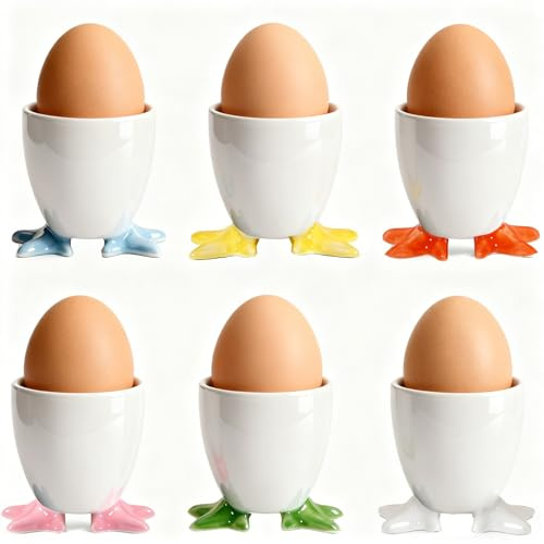 FengYour Coquetiers,6PCS Coquetier Oeuf,Tasse à Oeufs,Ceramique Coquetiers Tasse Oeufs Petit Dejeuner Céramique Porcelaine Blanc,Tasse à Oeufs en Porcelaine,Coquetiers Ceramique pour Œufs