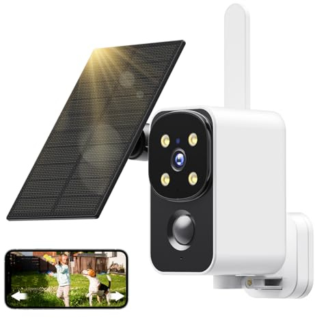 PESAIR Rotation à 180° Caméra Surveillance WiFi Exterieure sans Fil Batterie - 2K Camera Surveillance WiFi avec Panneau Solaire, Vision Nocturne Couleur, PIR Détection Mouvement, 2,4 GHz
