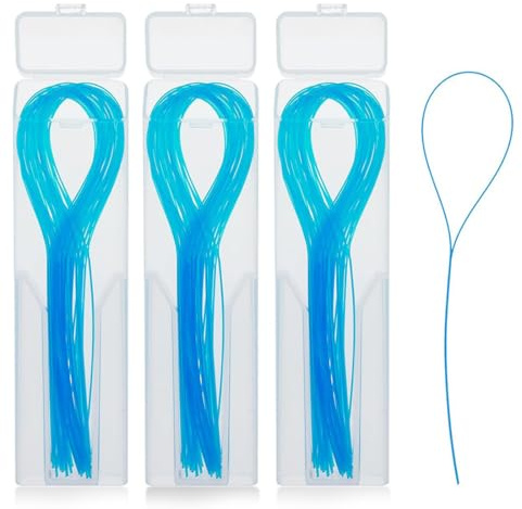GNALIA Filo Interdentale 3 Confezioni Da 150 Pezzi, Infila Filo Per Apparecchi Ortodontici E Ponti, Pulizia Profonda, 15Cm, Blu