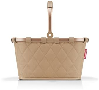 reisenthel Carrybag XS Frame Rhombus Ginger - Cesta de la compra estable con práctico bolsillo interior, diseño elegante e impermeable