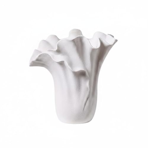 Kdjuope Vaso Decorativo in Ceramica Vaso Anfora Contenitore Centrotavola con Superficie Smaltata E Effetto Rilassante Adatto per Semplici Rami Decorativi, Bianco, Grande