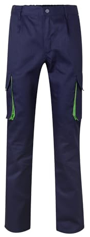 Velilla 103004 - Pantaloni Multitasche, Blu Marino e Verde Lime, 50