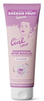 ENERGIE FRUIT | Shampoing sans Sulfate | Coco & Beurre de Karité BIO | Cheveux Bouclés Frisés | Vegan | 250 ml